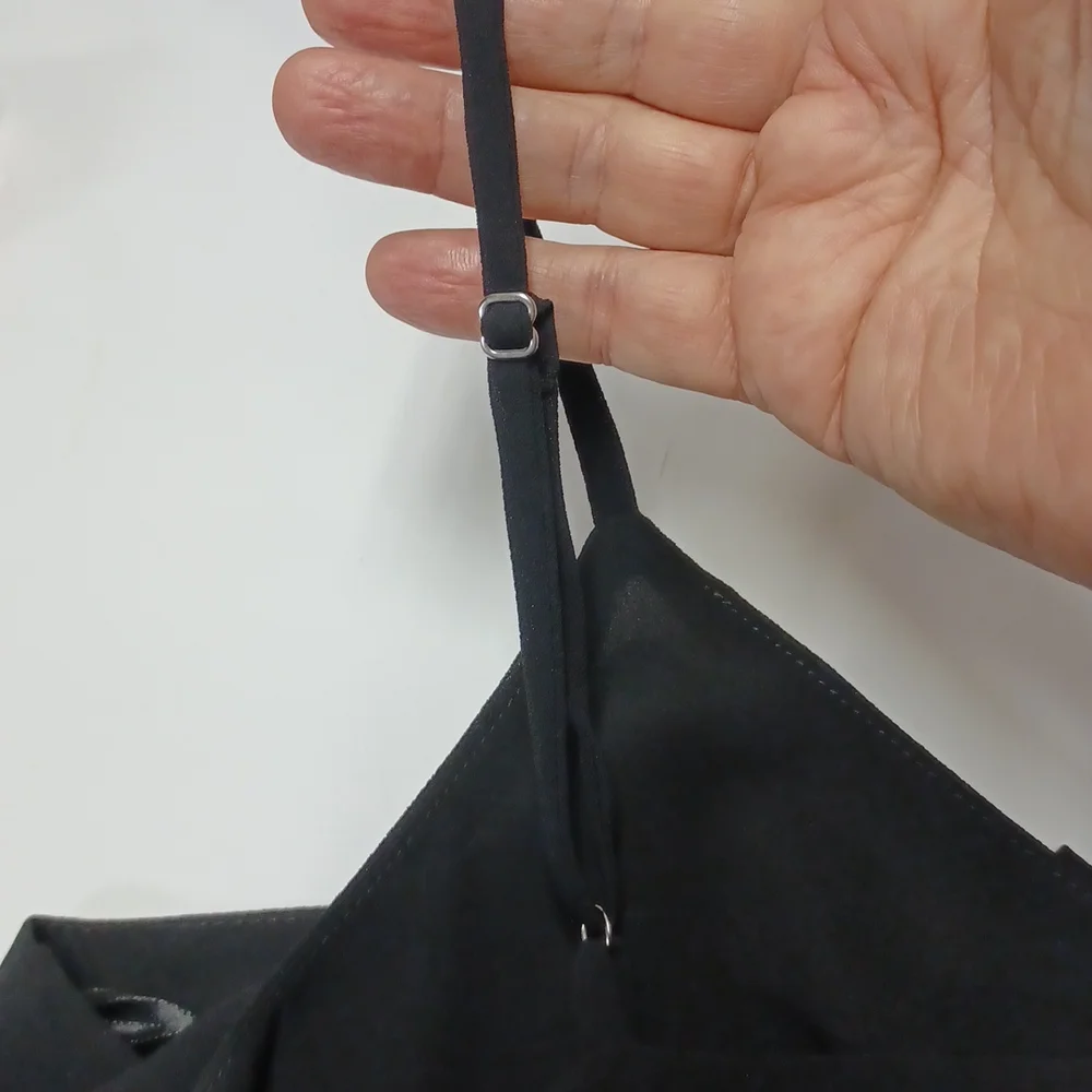 Naked Zebra black blouse, S Small cinch waist design, spaghetti straps - Picture 7 of 7